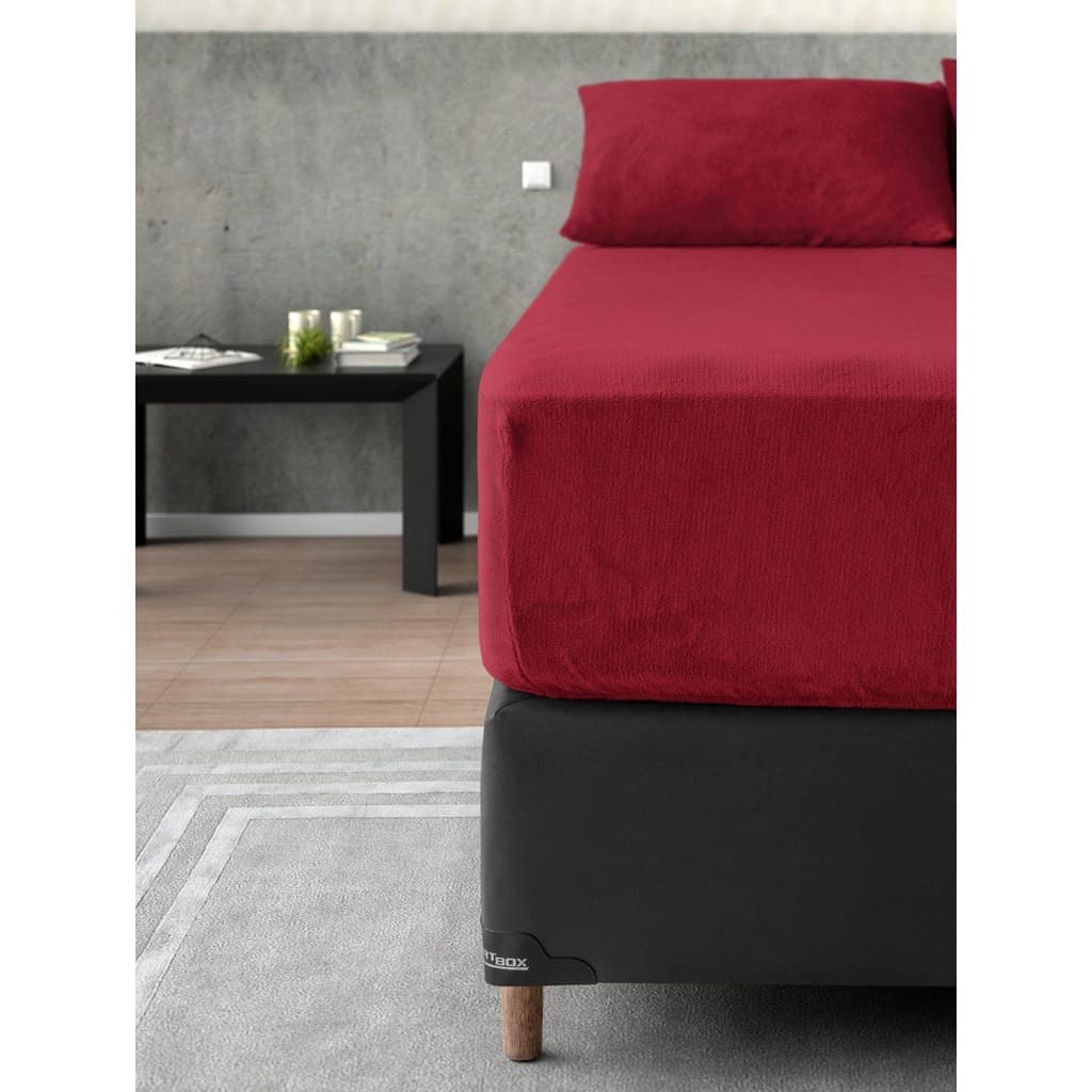 Lençol Plush Vermelho Solteiro