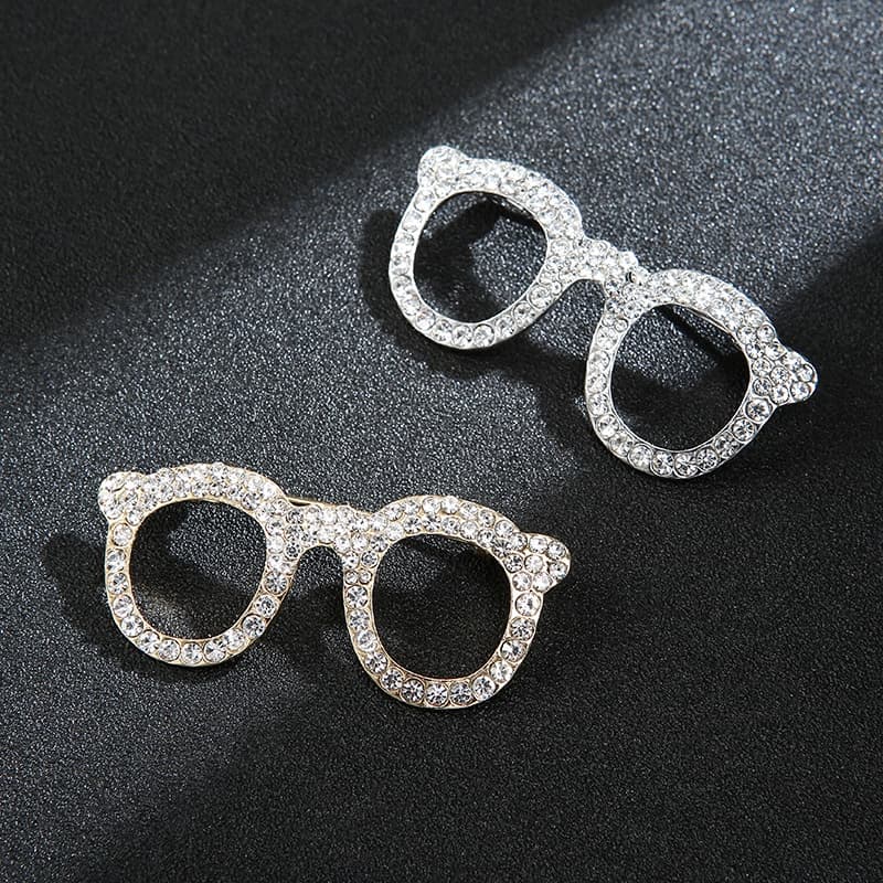 Broche de Óculos Homens Broche de Óculos Criativos Acessórios de Pinos de Óculos Corresponde ao Fato de Diamante Completo