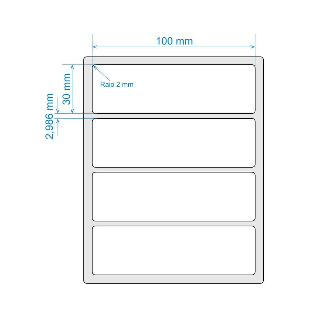 10 Rolos Etiqueta 10x3 100x30 Couche Adesiva