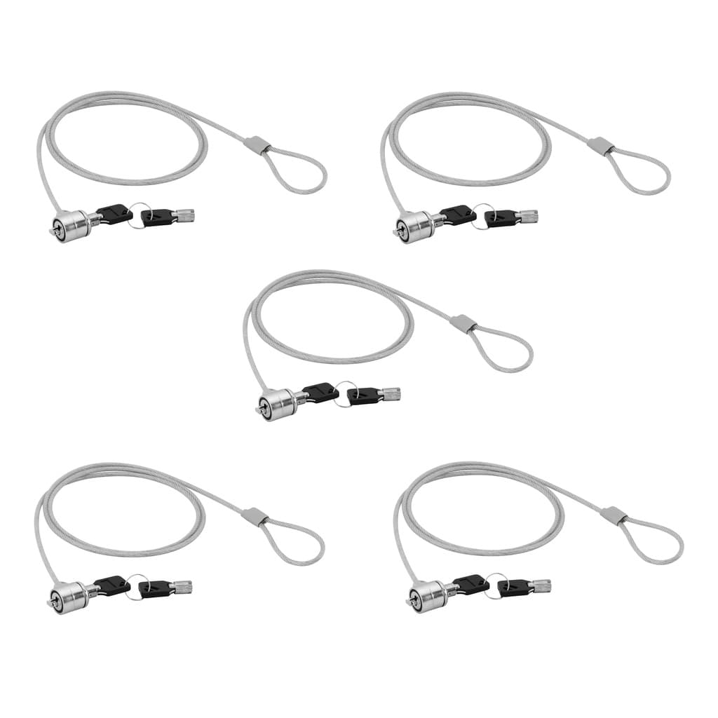 Kit 5 Trava Segurança Notebook Cadeado 2 Chaves Cabo Aço