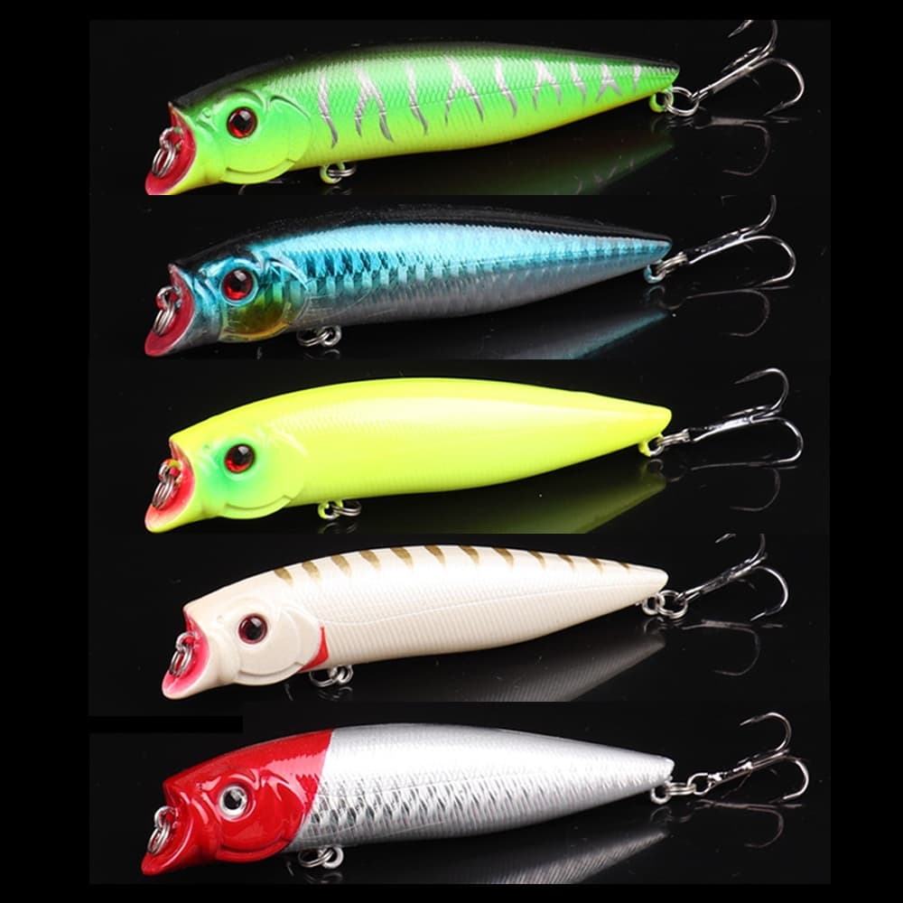 Kit De Iscas De Pesca Popper 5pcs 11,5g/9,5cm Conjunto Artificiais Duras De Superfície