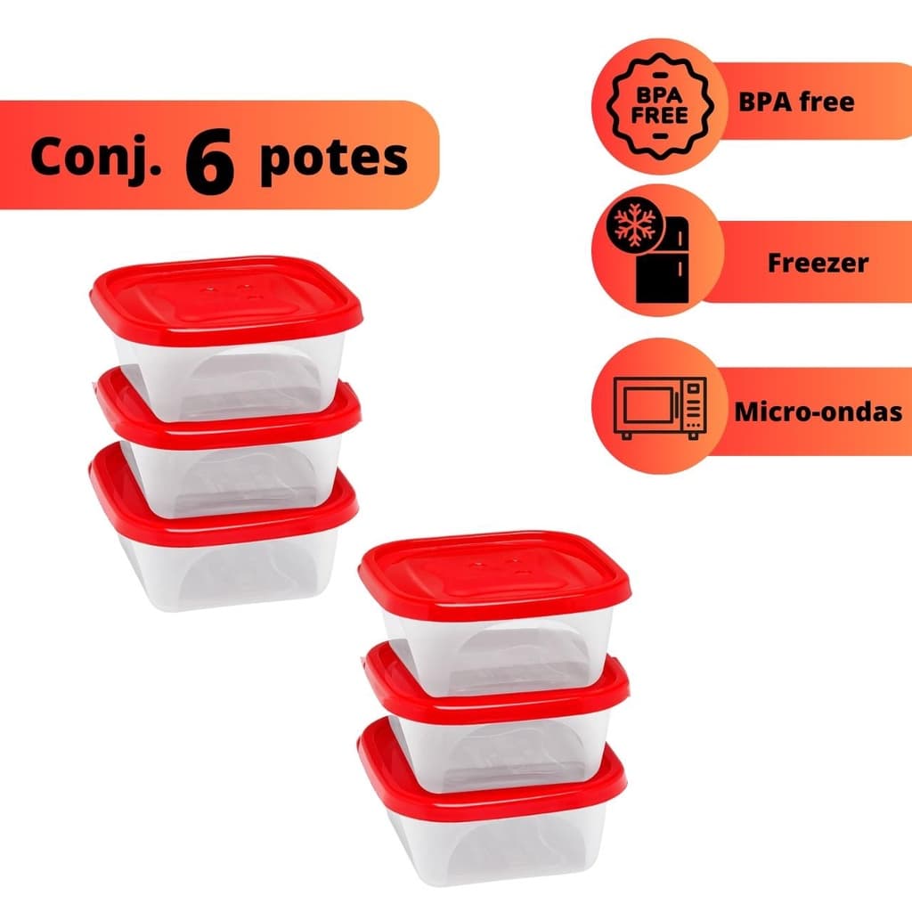 Conjunto de potes  plásticos micro-ondas freezer  multiuso
