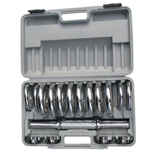 Kit 2 Barras com Anilhas Ferro Fundido Pelegrin PEL-10CR  Cromado 15kg