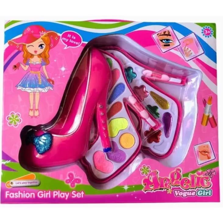 kit maquiagem infantil formato de sapato rosa lindo presente para meninasFUTURO ONLINE