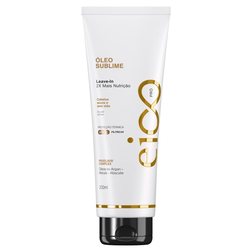Eico Professional Leave-in Creme Hidratação Óleo Sublime Proteção Térmica Filtro UV 200ml Argan Marula Abacate