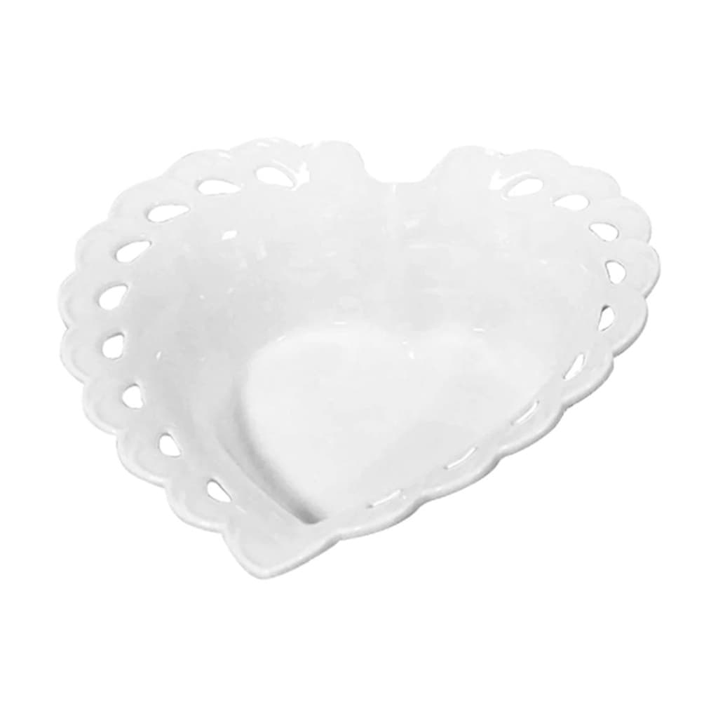 Travessa Porcelana Coração Hand Food Branco 24,2x23x2,3cm