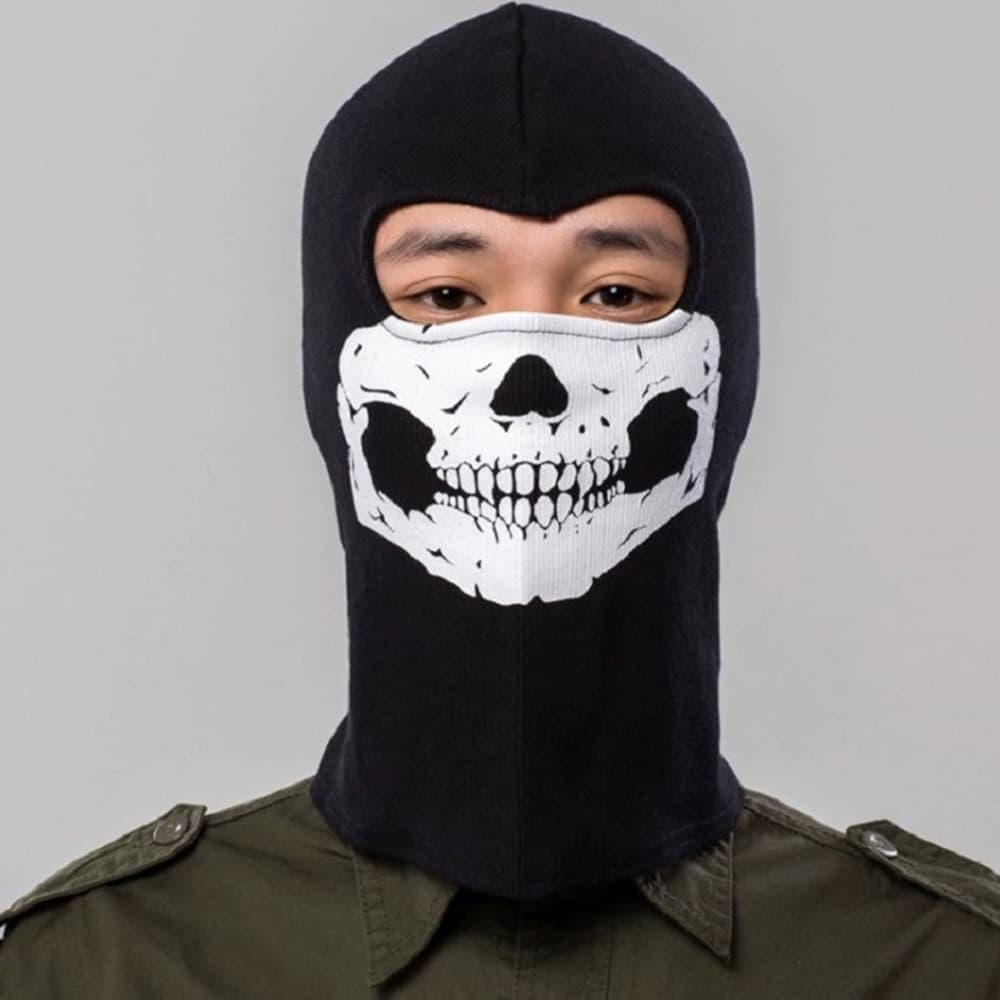 Máscara Para Motocicleta Balaclava Facial Completa Skull Black Ghosts Impresso Cosplay Party Halloween Bike Cycling Outdoor Skate Hiking Skiing