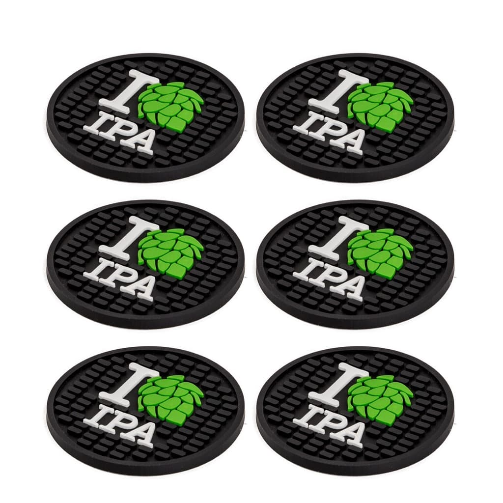 6 Porta Copos I Love Ipa Emborrachado Descanso de Copos Alto Relevo 3D Bolacha de Chopp de Garrafa