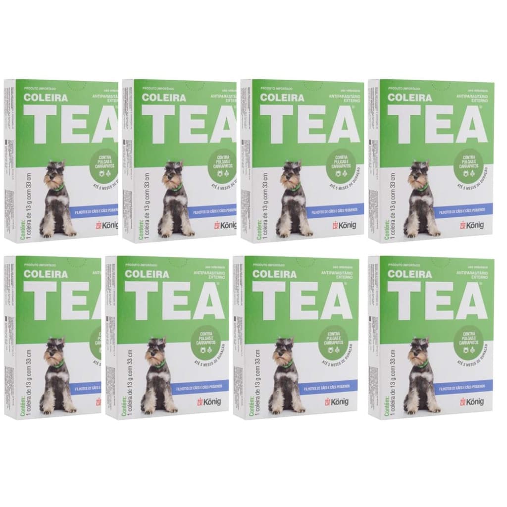 8 Un Coleira Antipulgas Tea 327 13g Cães Porte Pequeno 33cm