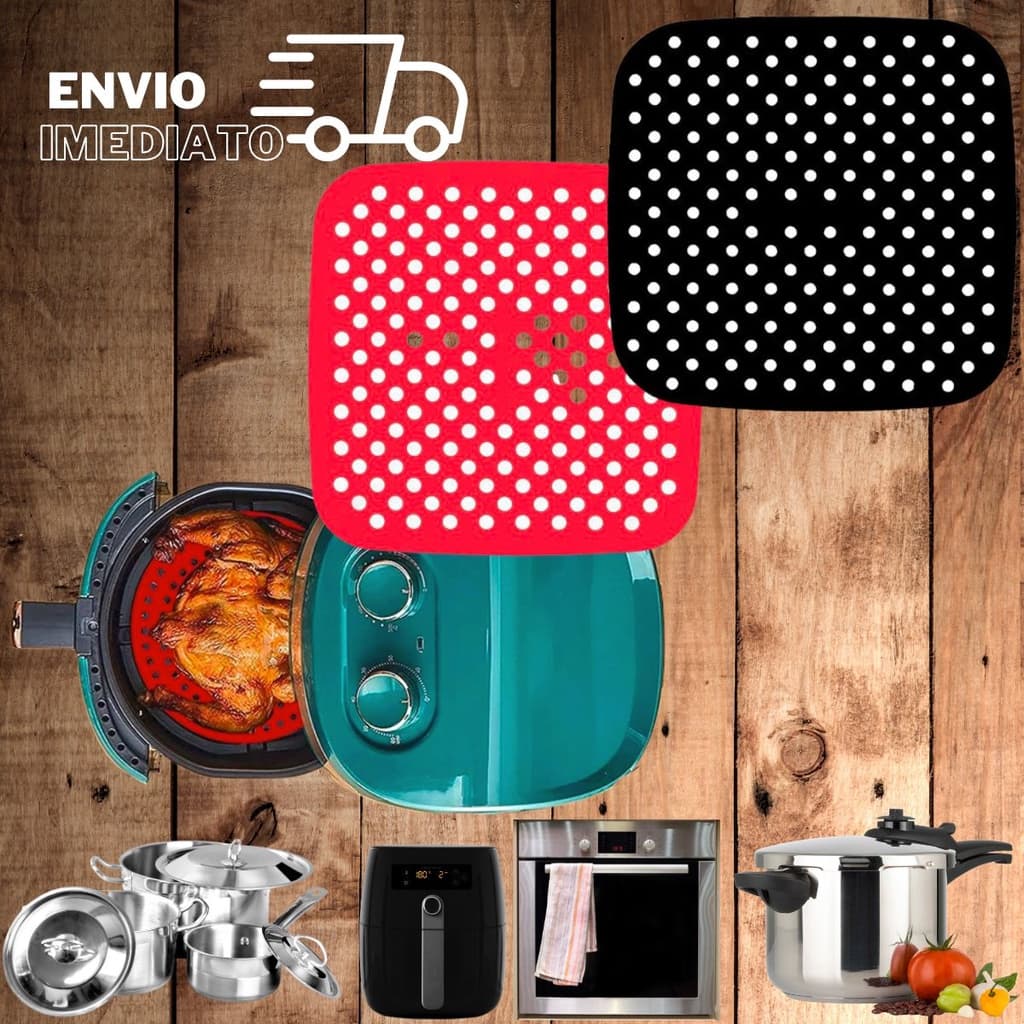 Tapete Para Airfryer Protetor Silicone Para Air Fryer Fritadeira Universal Não Gruda Forma Quadrado