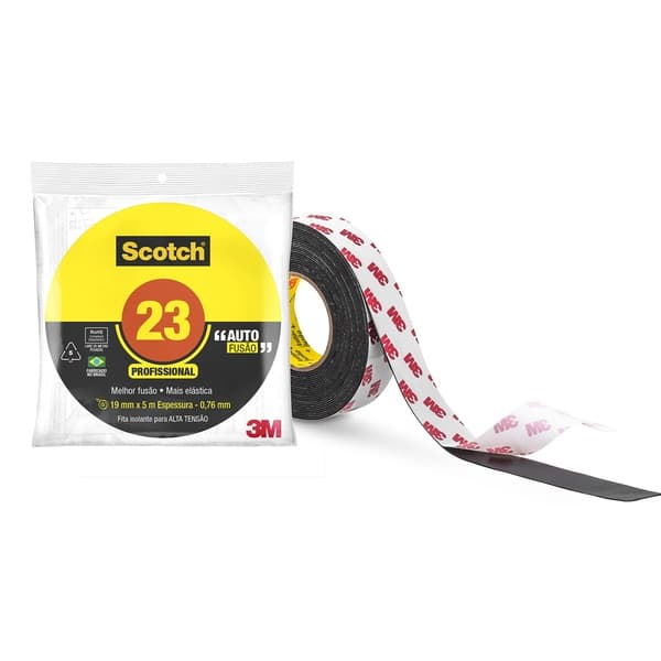 Fita isolante autofusão 3m scotch profissional de 19mm com 2 metros preto
