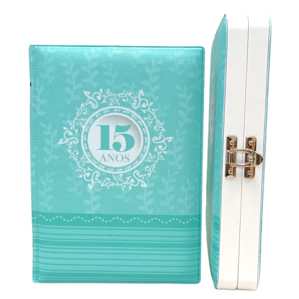 Álbum Fotográfico Maleta 15 Anos Azul Tiffany Para 100 Fotos 15x21