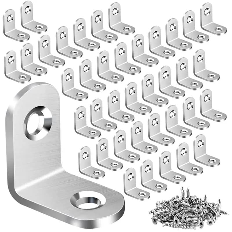 Suporte De Prateleira Metálico À Prova D'água/Fixadores De Móveis De Armário Com Parafusos/Canto Reto De 90 Graus Em Aço Inoxidável L