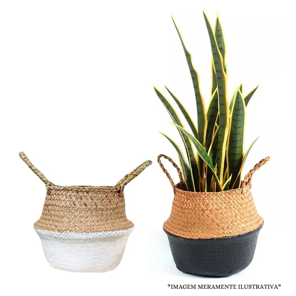 Cesto de Palha Vaso Cahepot Decoração Casa Plantas Multiuso