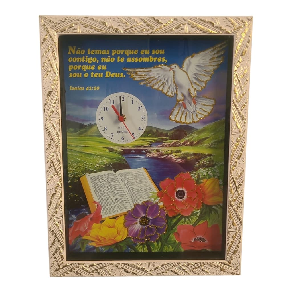 Quadro Relógio Isaias 41:10 Decorativo 35x45CM Promoção