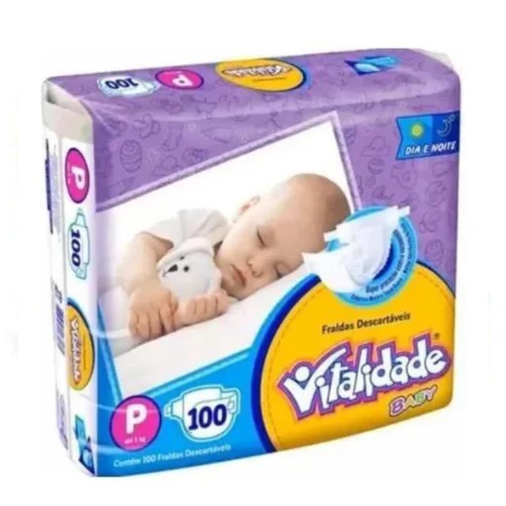 Fralda Vitalidade Baby Mega Pacotão Tamanho P - 100 Unidades
