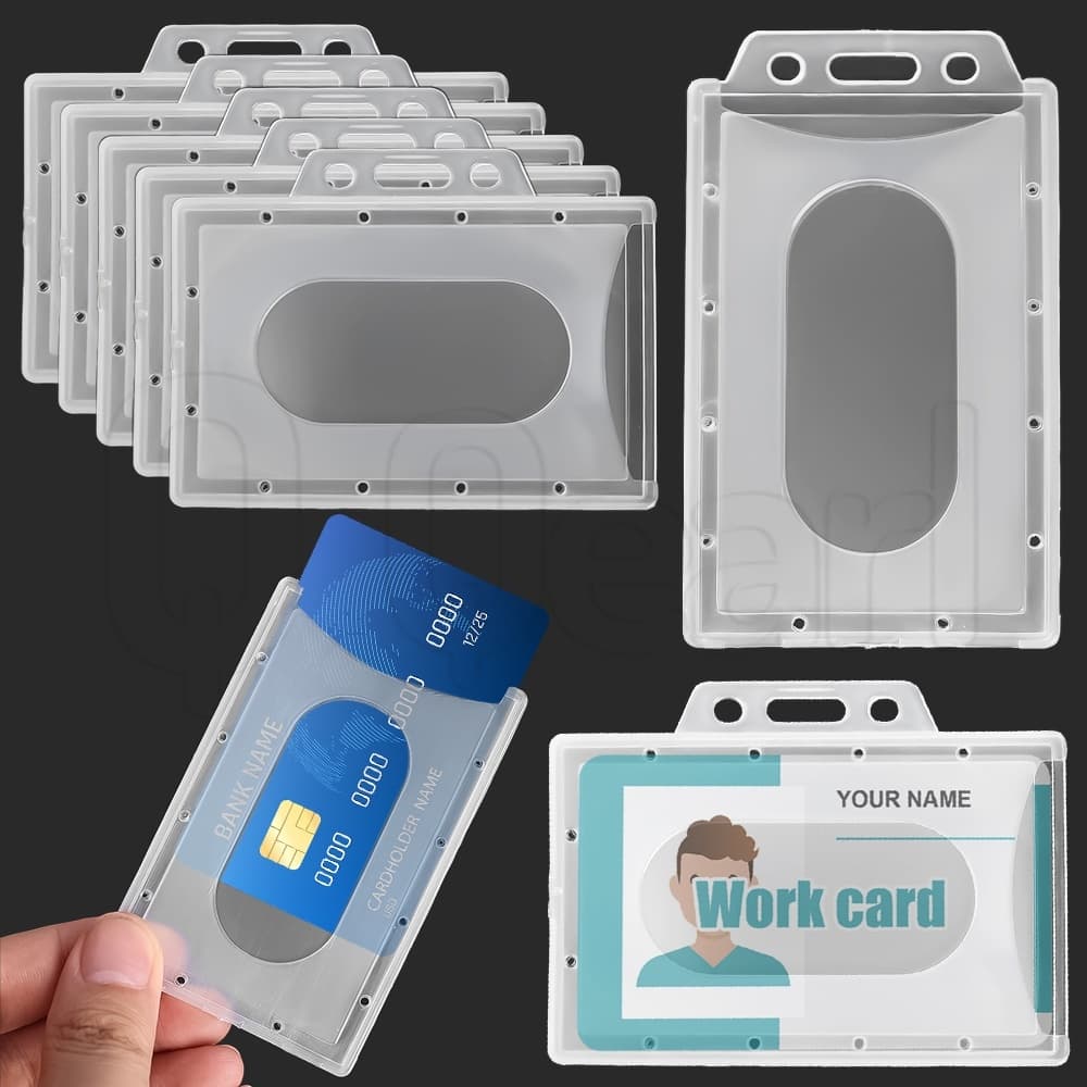 Capa Protetora Transparente Multiuso Para Cartão De Identificação De Trabalho/PVC Plástico Rígido À Prova D'água/Retráctil Porta Crachá De Simples/Unisexo Durável