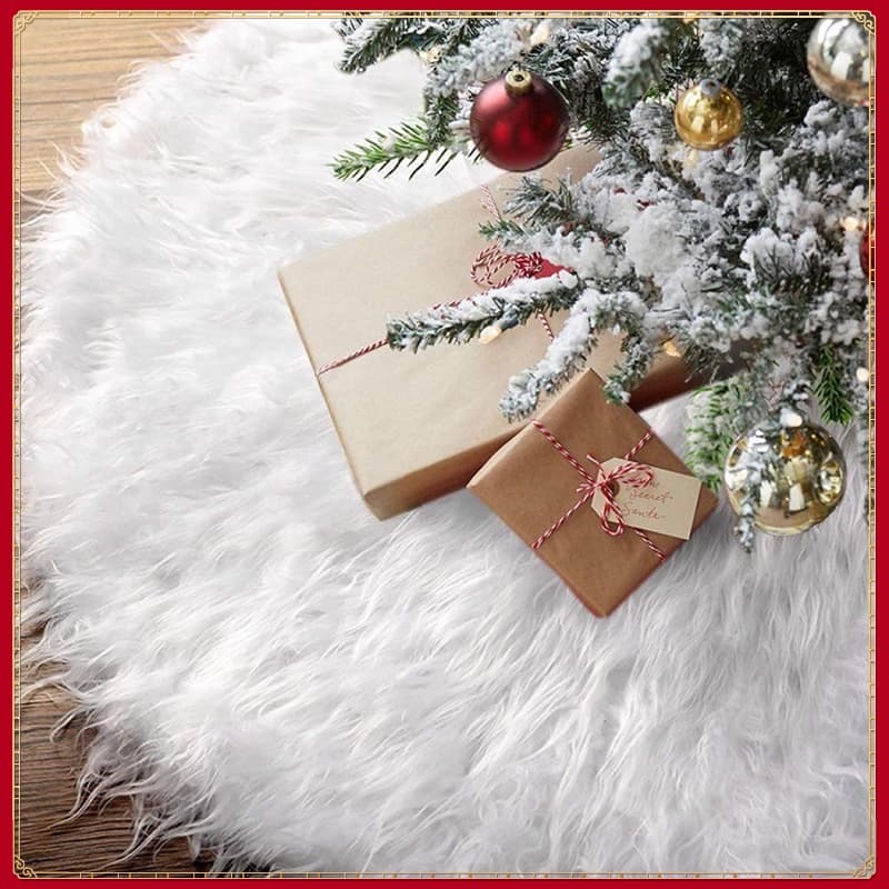 50cm-120cm Saia De Natal Em Pelúcia Árvore Branca Decoração