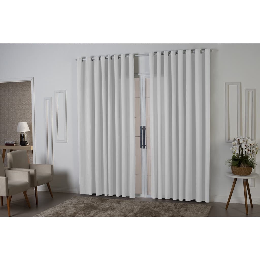 Cortina 3,00x2,50 Oxford Quarto Sala Porta Branco
