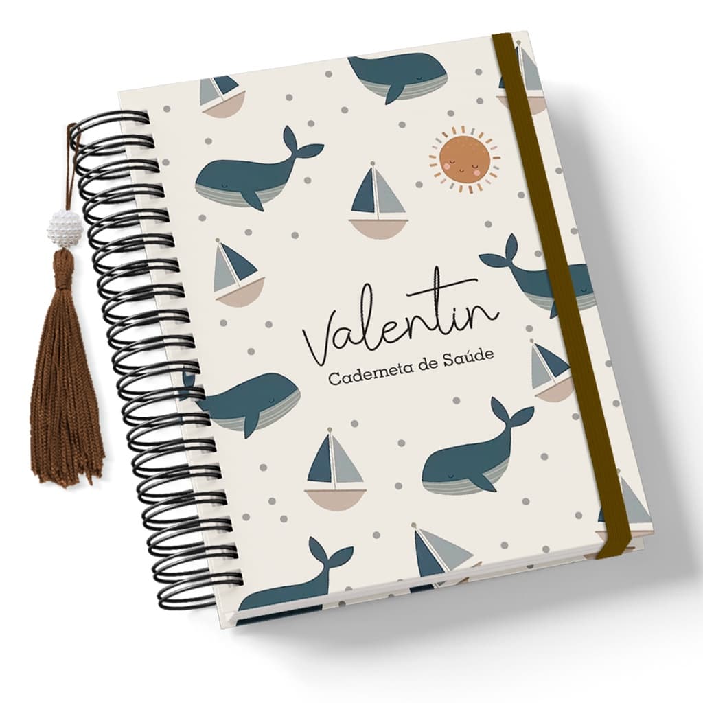 Caderneta de Vacinação Baleia e Barquinho Personalizada