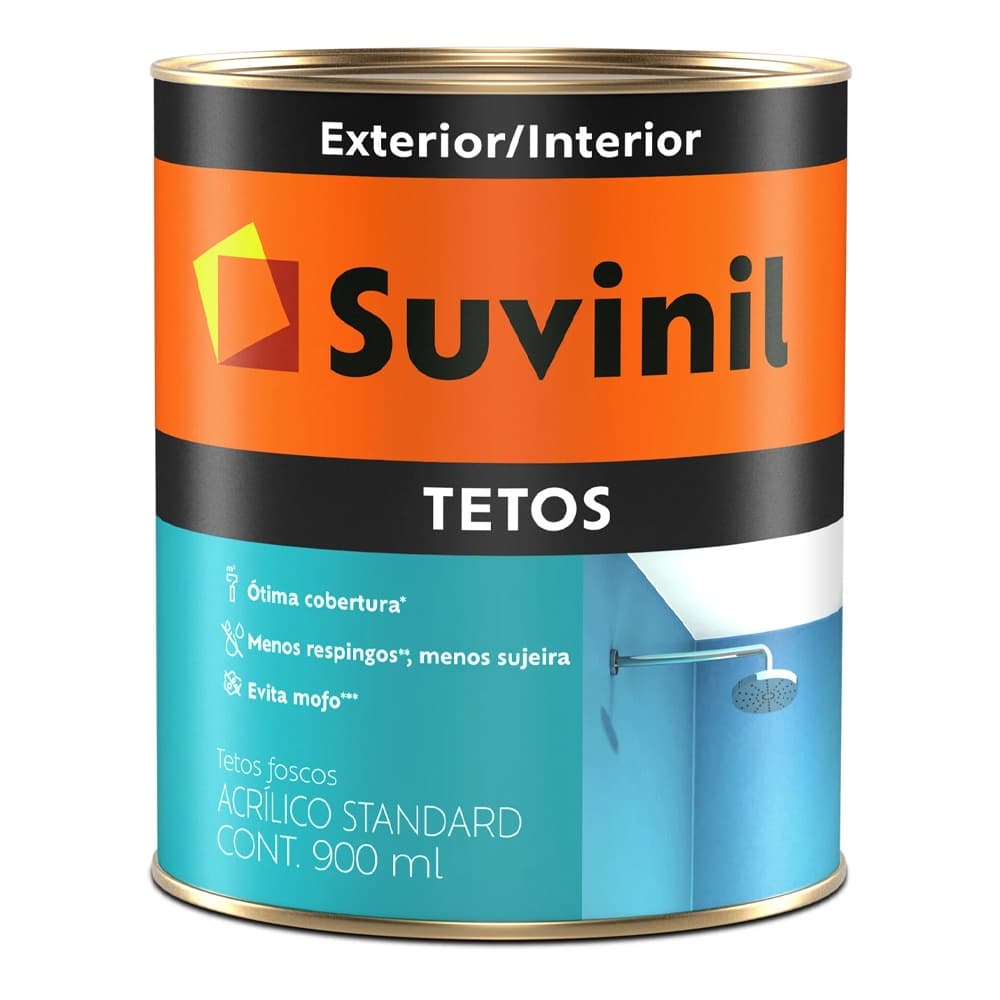 Tinta Acrílica Tetos Antimofo Fosco Branco Suvinil 900ml