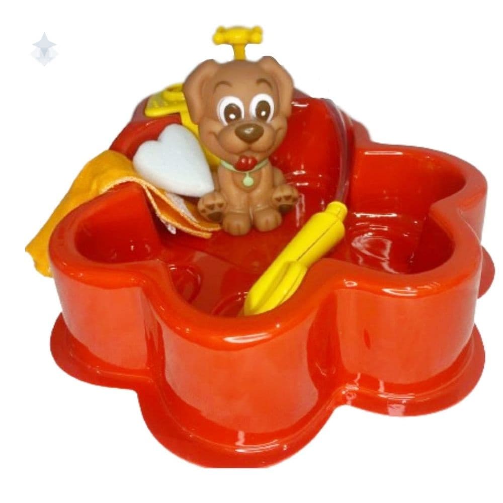 Brinquedo Infantil Pet Shop Sai Água de Verdade Cachorrinho Faz De Conta Duchinha Lua de Cristal