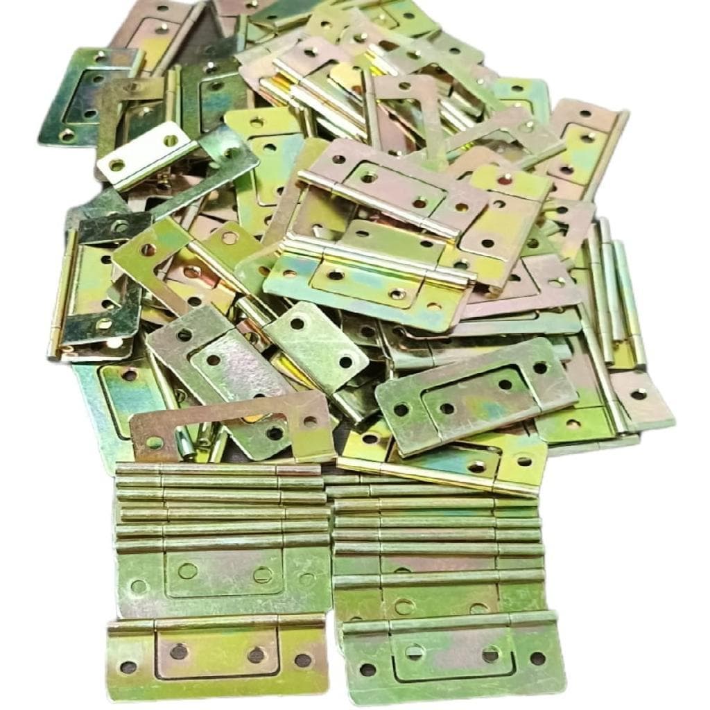 Kit 10 Dobradiças Reta De Latão Sobrepor Artesanato 50x23mm