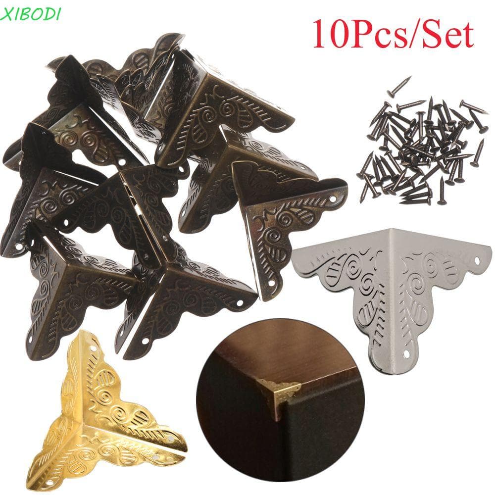 XIBODI 10PCS Suportes De Canto Artesanato De Bricolage Móveis De Metal Esculpido Ferragens Vintage Protetor
