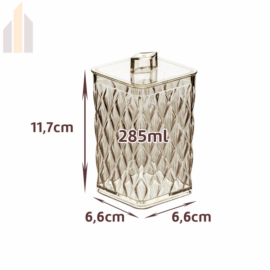 Porta Algodão Cotonete Glamour Âmbar Banheiro Lavabo