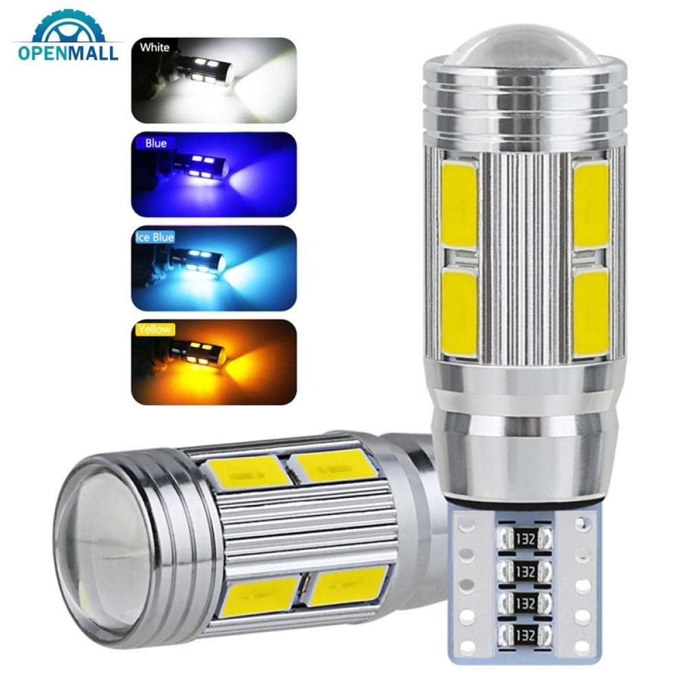OPENMALL 2Pcs T10 Carro W5W 5730 10SMD Lâmpada De Leitura De Luz De Sinalização Inversa Lâmpadas 12V 6500K De Tronco De Placa Lateral De Cunha Automática L3V8