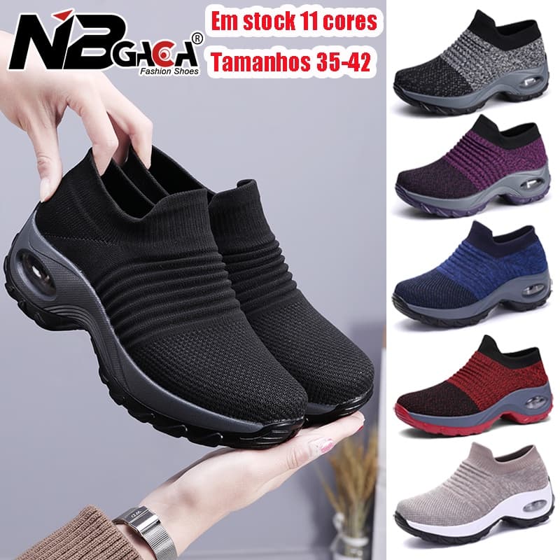 Women's Tennis Shoes/Women's Fashion Sports Shoes Wedge Running Mesh Transparent Air Cushion Platform