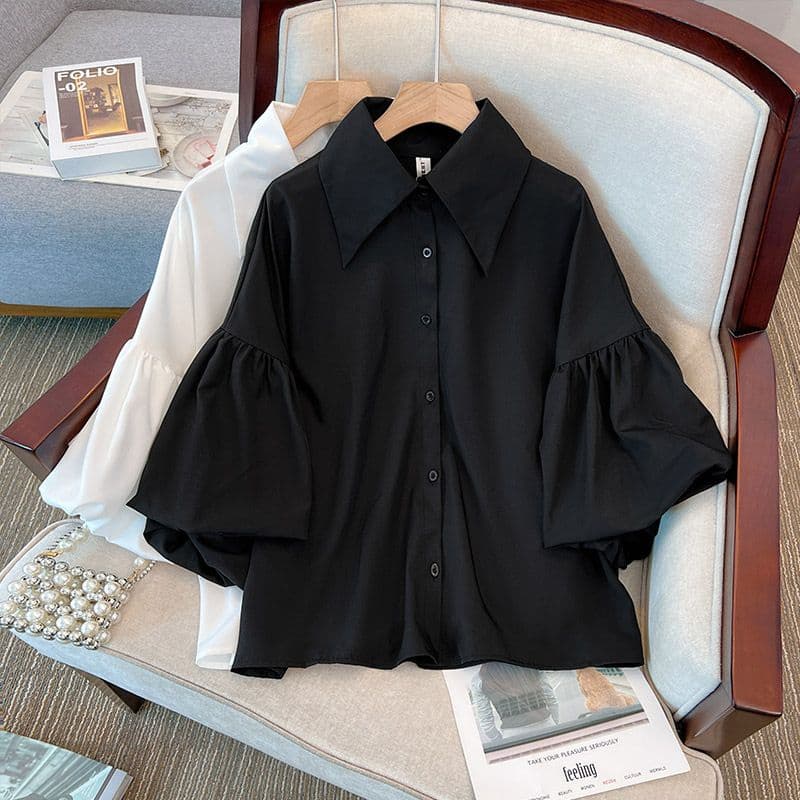 M-4XL 2023 nova camisa de boneca de Chiffon Plus Size feminino primavera verão gordura mm luz luxo High-End francês chiq