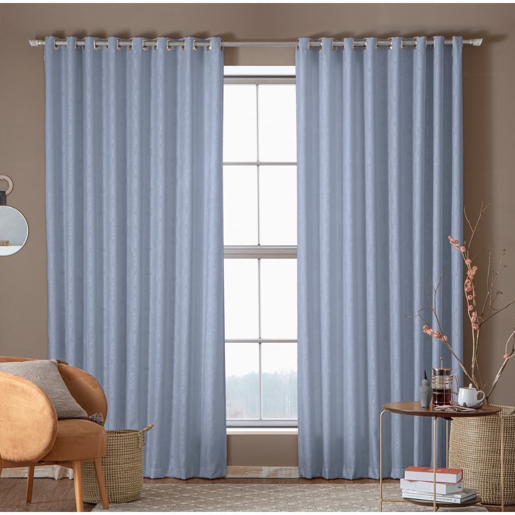 Cortina Em Tecido Jacquard Para Sala E Quarto 2,80m X 1,70m  Cinza