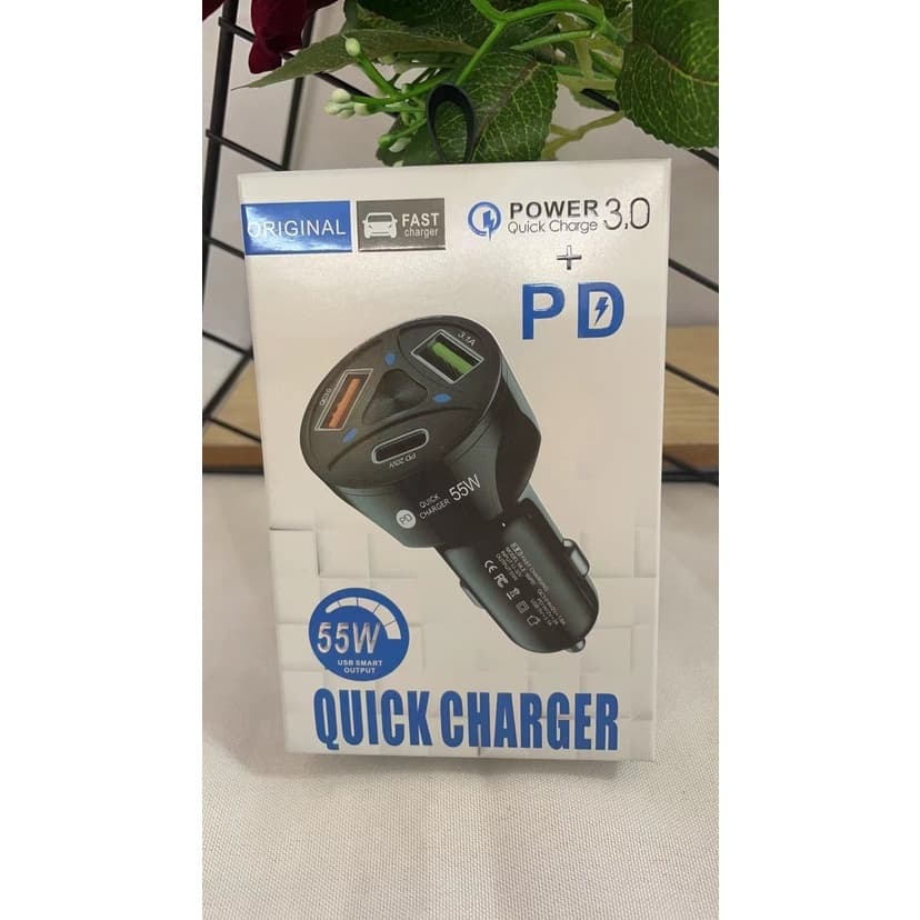 Veicular Carregador Carro Turbo Universal 3 Portas Usb 1 Porta 3.0 Quick Charger