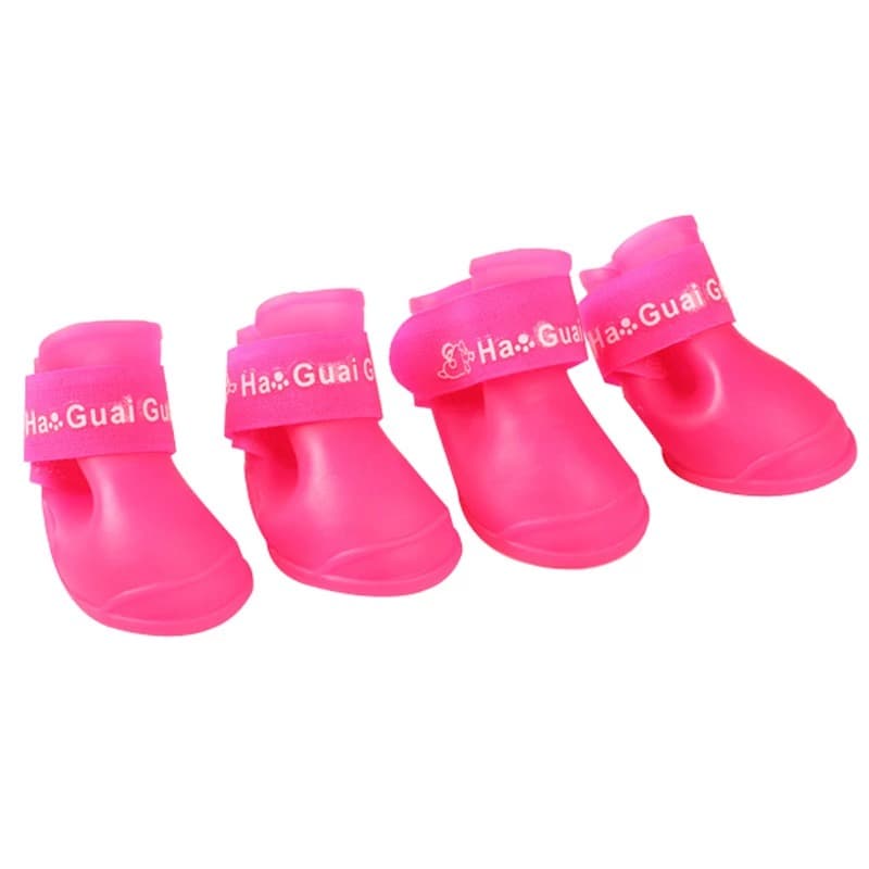 Bota Sapato de Cachorro Pet Botinha Impermeável Silicone Antiderrapante Rosa Kit 04 Protetor Patinha