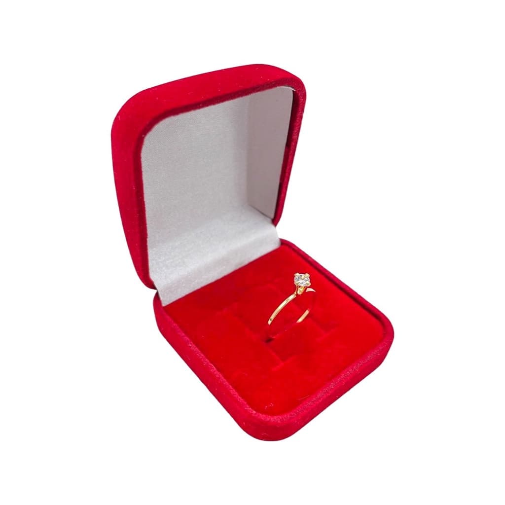Anel Feminino solitário folheado a ouro 18k para noivado aparador de aliança banhado ouro 18k com pedra de zirconia