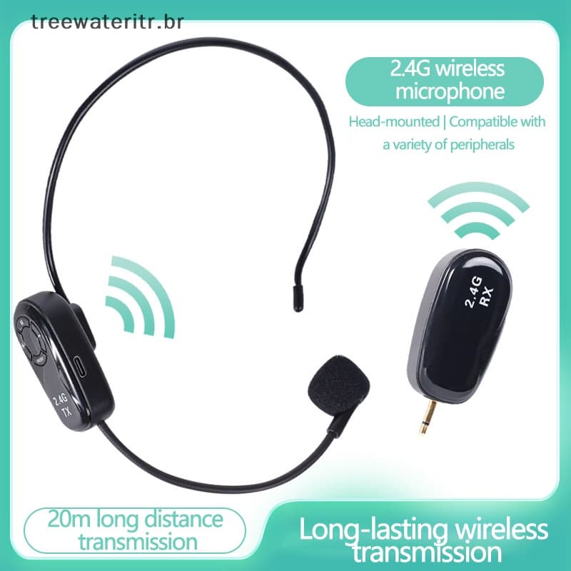 Fone De Ouvido treewateritr 2.4G Transmissor De Microfone Sem Fio Com Receptor Para Amplificador De Voz br