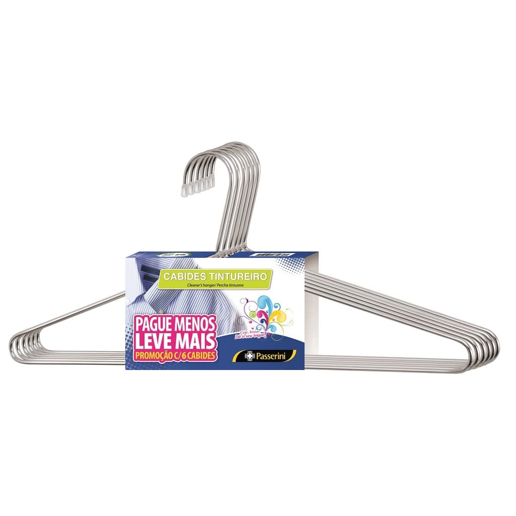 Kit 5 Cabides Tintureiro Aço Cromado Resistente Roupas