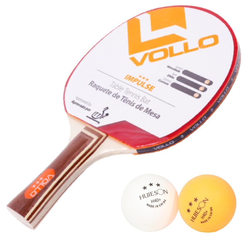 Raquete Ping Pong Tenis de Mesa Profissional Vollo Impulse Ittf + 02 Bolas
