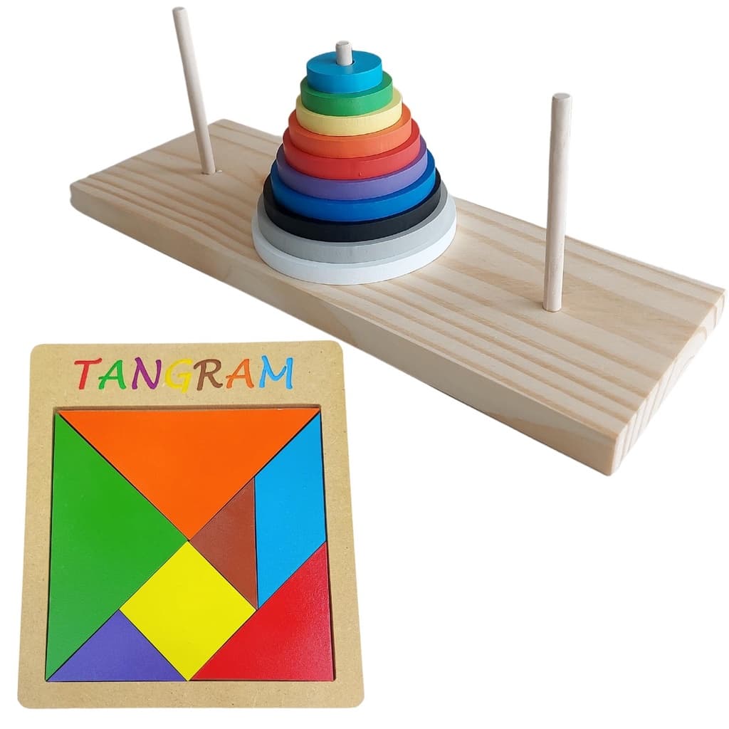 Jogos Educativos de Raciocínio Torre de Hanói e Tangram