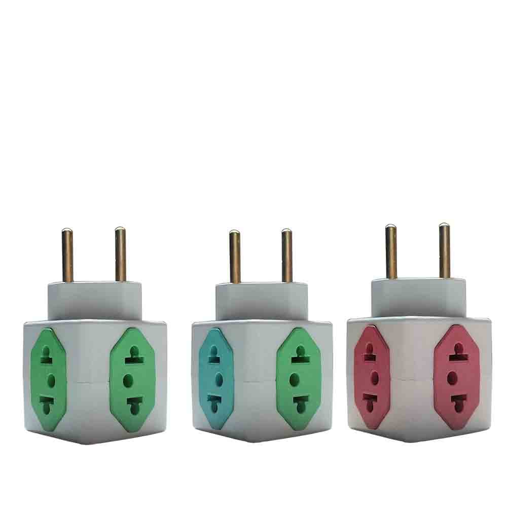 Kit 3 Adaptador Tomada T Cubo 4 Entradas Benjamin 20a