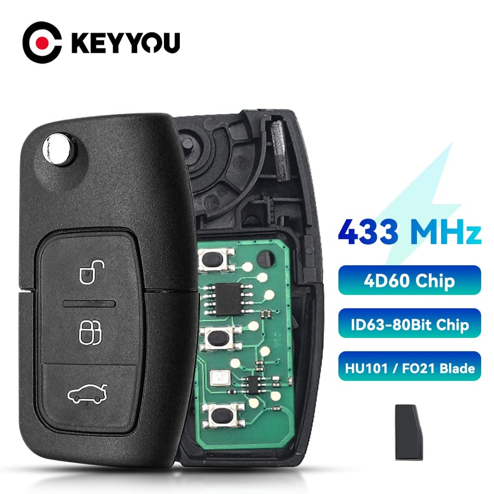 Para O Ford Focus 3 2 Mondeo Fiesta Max Key Fob Case 3 Botão Com Controle Remoto Da Chave Do Carro 4D63/4D60 Chip 433MHz