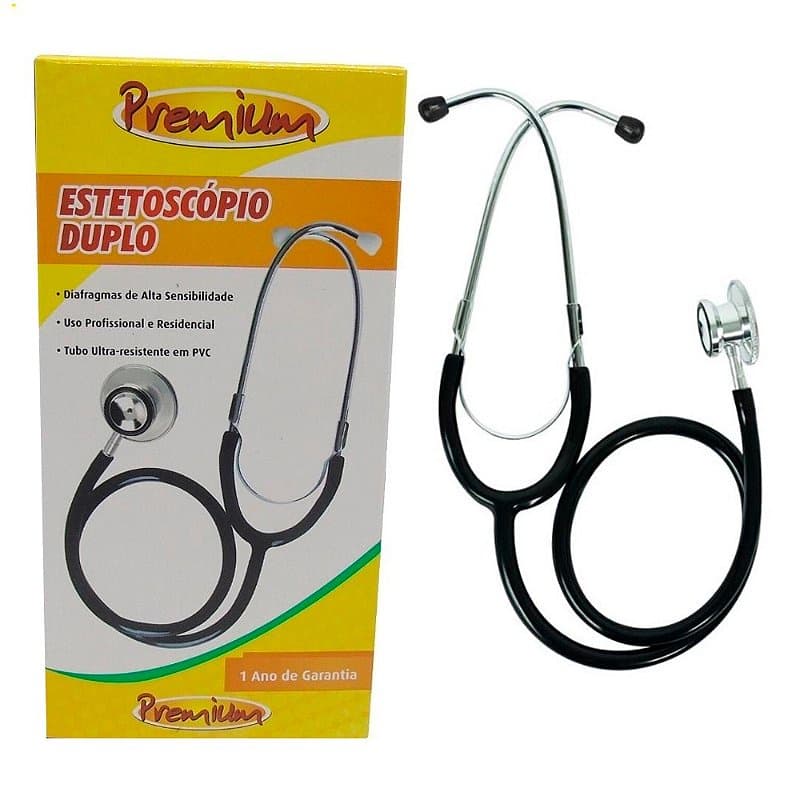 Estetoscópio Duplo Adulto Preto - Premium