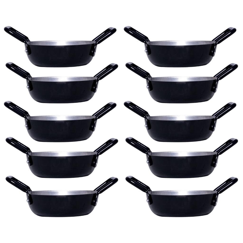 Kit 10 frigideiras pergaminho Mini Tacho em aluminio preto N 10 do forno para a mesa - Finger Food / Buffet / Porcao Individual / Mini Hamburguer / Cookies