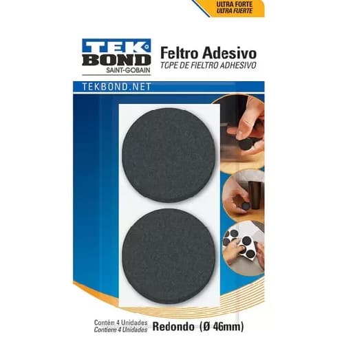 FELTRO REDONDO 46MM PRETO COM 4UN TEK BOND