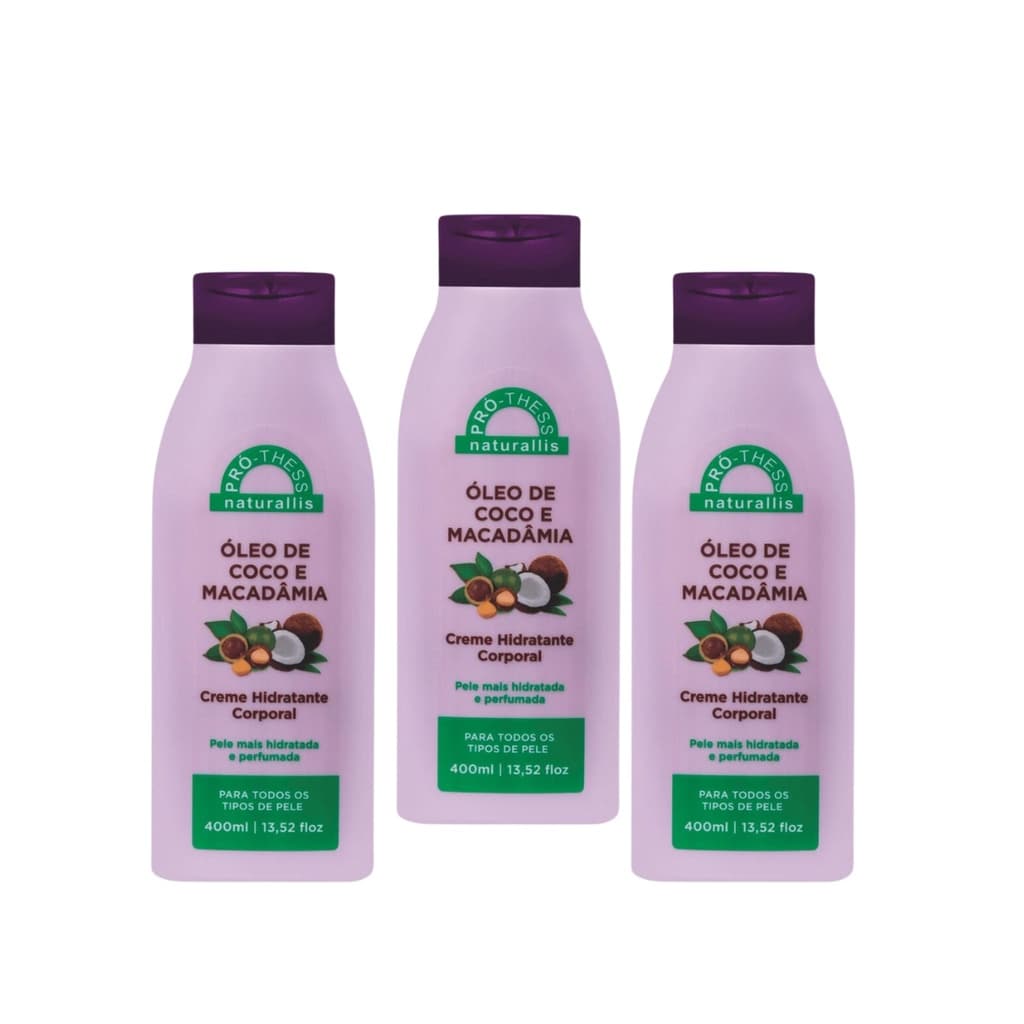 Kit 3 Hidratante Corporal Óleo de Coco e Macadâmia 400ml