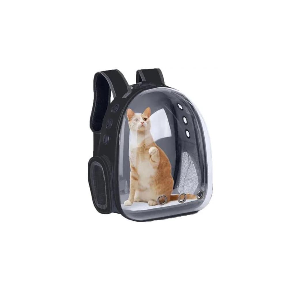 Mochila Para Pets Visão Panorâmica Gato Cachorro Preta Rosa
