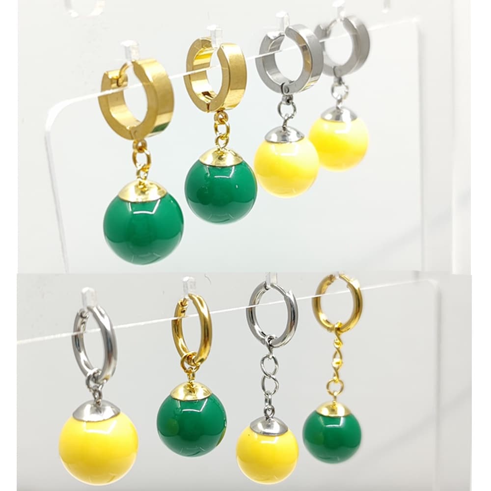 Anime Role-playing Brincos Moda Minimalista Potala Brincos Contas Amarelas Contas Verdes Orelha Studs Clipes De Orelha