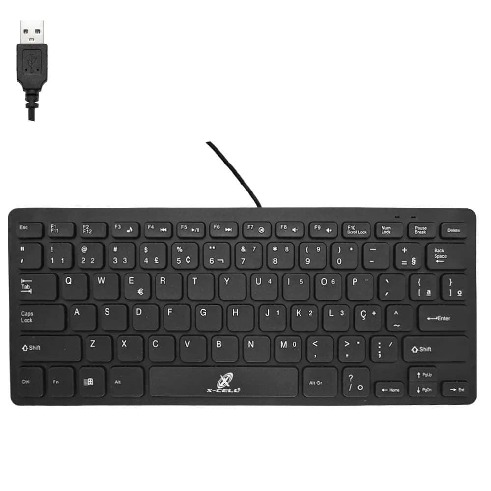 Mini Teclado Slim USB Teclas Silenciosa Preto XC-Tec-02
