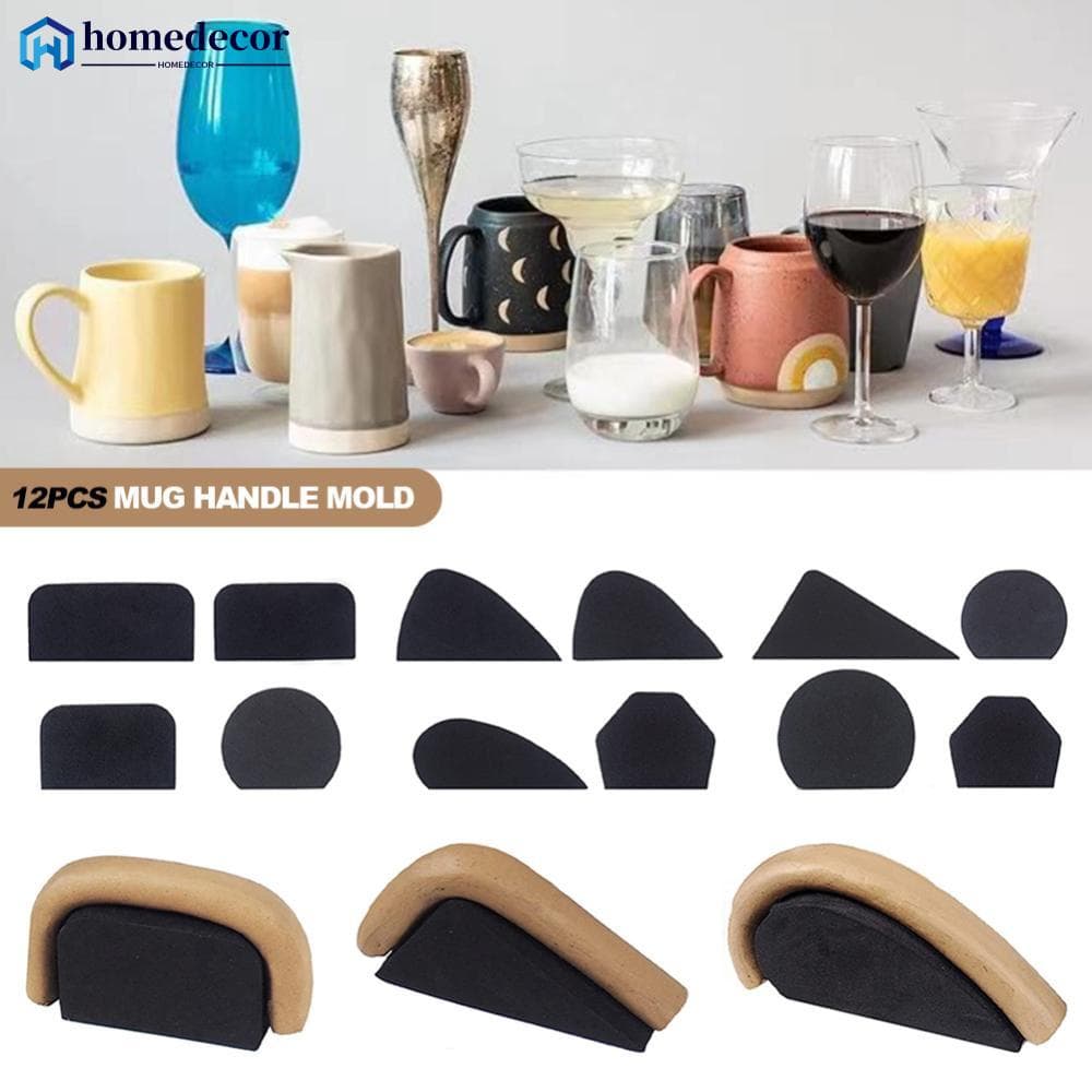HOMEDECOR 12Pcs Cabo De Cerâmica Fazendo Moldes Convenientes Puxadores De Canecas De Argila Compactas Leves De Várias Formas E5K1